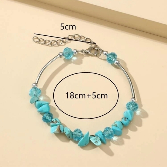 Turquoise  Stone Beaded Bracelet - Picture 4 of 5